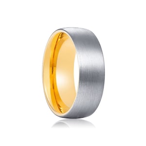 Silver Brushed Ring, Gold Tungsten Ring, Domed Tungsten Ring, Promise Ring, Custom Ring, Wedding Band, Mens Ring, Engagement Ring, Gift Him