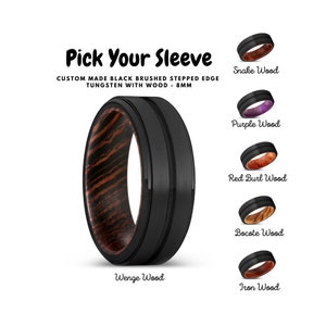 Black Tungsten Ring, Wooden Tungsten Ring, Mens Tungsten Band, Tungsten Wedding Ring, Mens Wedding Band, Tungsten Ring, Tungsten Band