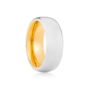 White Tungsten Ring, Silver Shiny Domed Ring, White Ring, Promise Ring, Gold Tungsten, Wedding Band, Mens Classic Ring, Personalized Ring