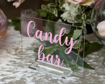 Acrylic Bar Sign, Candy bar sign, Acrylic Table Sign, Table Decor, Wedding Decor, Custom Acrylic Sign