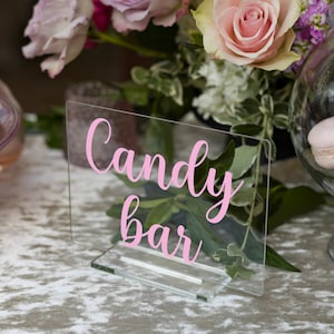 Acrylic Bar Sign, Candy bar sign, Acrylic Table Sign, Table Decor, Wedding Decor, Custom Acrylic Sign