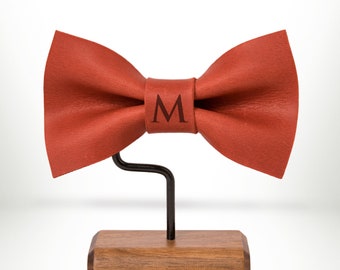 Groomsmen Monogram Bow Tie, Personalized Bow Tie, Brown Bow Tie, Bow Tie for Men, Boys Bow Ties, Men's Bow tie