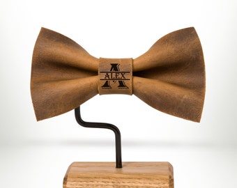 Groomsmen Bow Tie, Personalized Bow Tie, Leather Bow Tie for Men, Men's Bow tie, Wedding Gifts, Wedding accessories