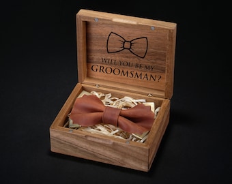 Leather Bow Tie, Brown Leather Bow tie, Leather Bow Tie for Men, Brown Bow Tie, Groomsmen, Wedding gift