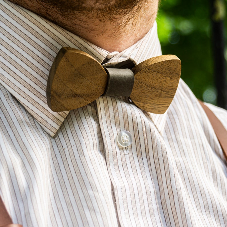 Solid Wood Bow Tie, Wooden Bow tie, Personalized Bow tie, Groomsmen Gift, Groomsman Proposal, Gift for Him, Wedding accessory image 6