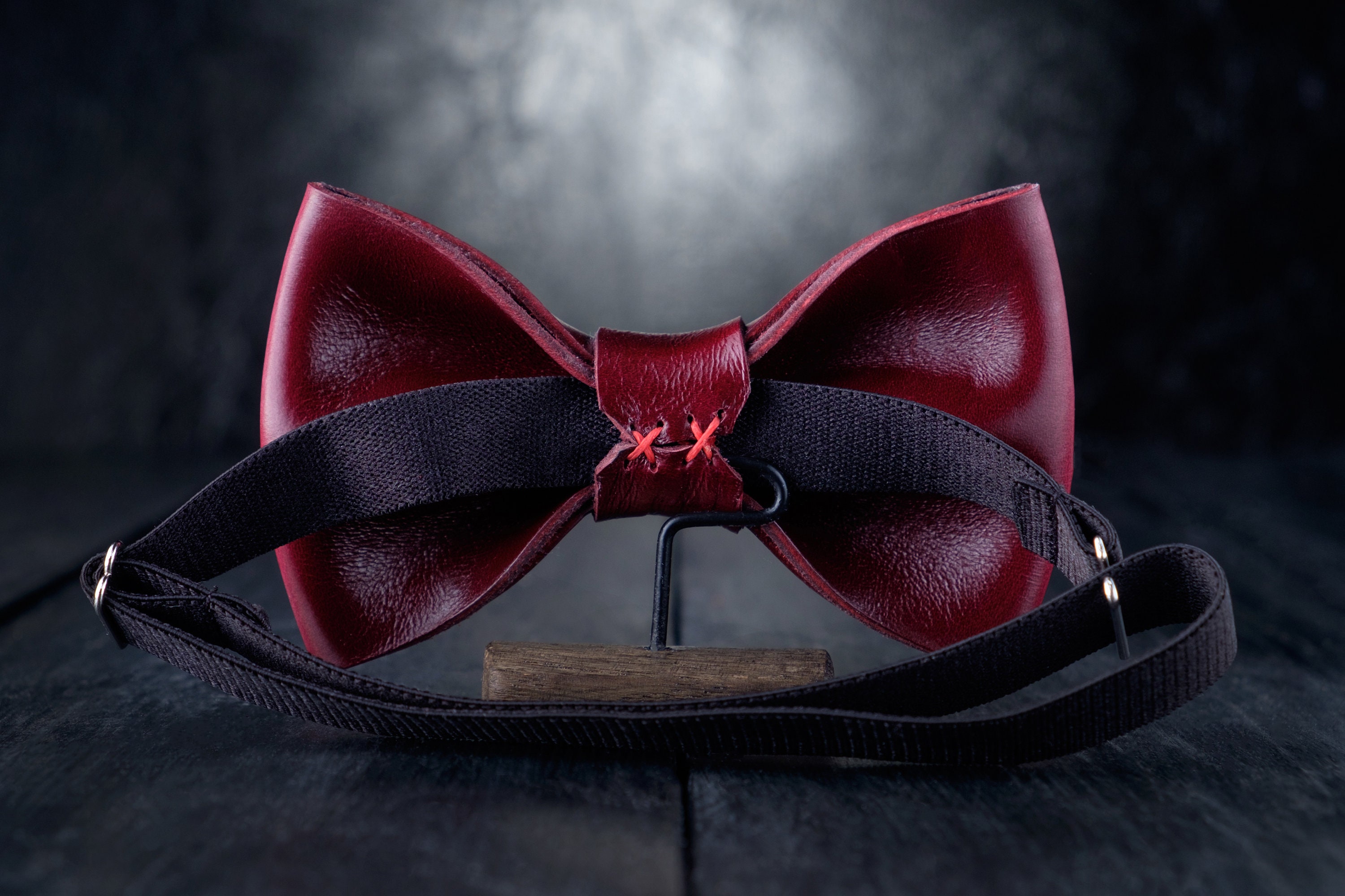 Luxury wedding bow tie leather bow tie for men Burgundy bow Etsy