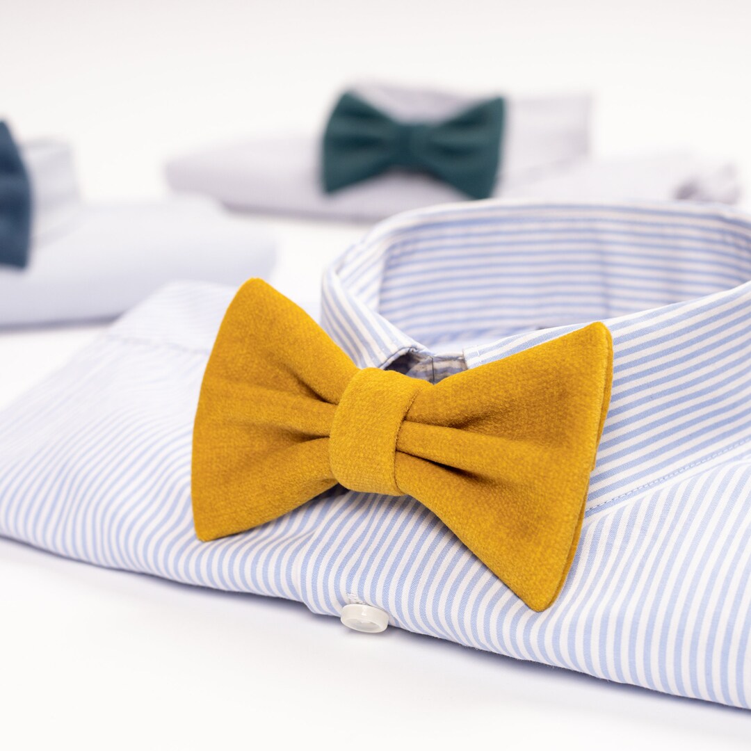 Groomsmen Bow Tie Velvet Bow Tie Grooms Bow Tie Weddings Etsy