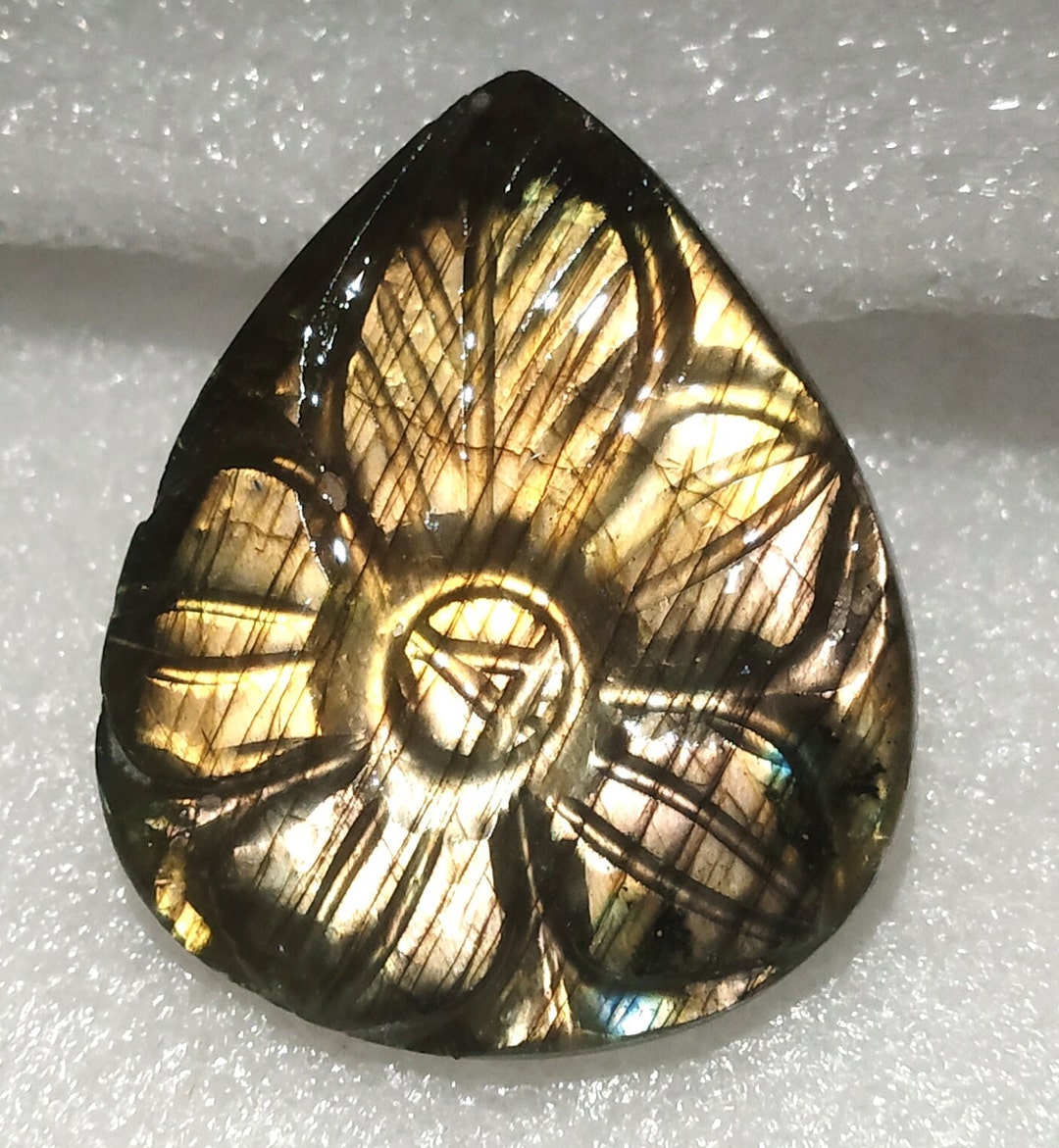55.cts Natural Labradorite Carving Amazing Labradorite Multi Flashy ...