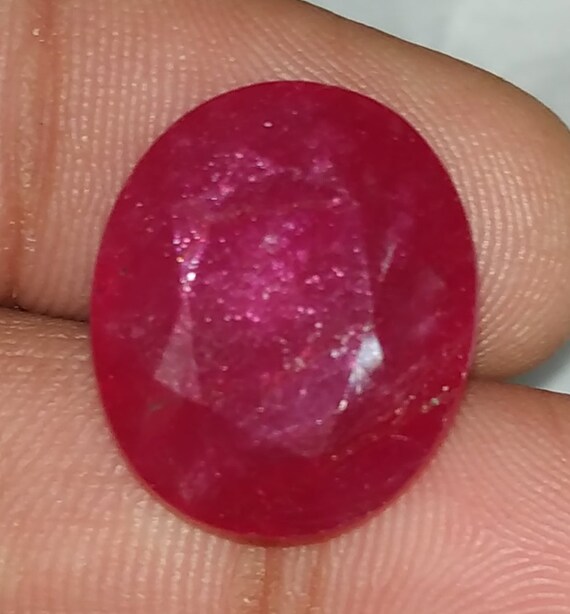 Ruby Glass Filled 16.70 cts 14x16x6 Natural Glass Filled amazing faceted Glass Filled Ruby nice color of one piec AAA Beautiful Ring stone.