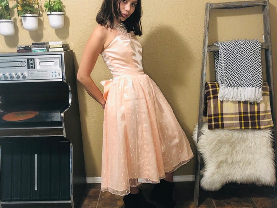 1960's Vintage Satin Prom Dress - Vintage Pink Sat