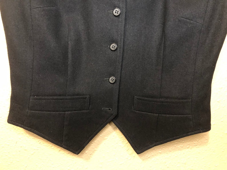 1950/'s Vintage Pendleton Black Wool Button Up Vest