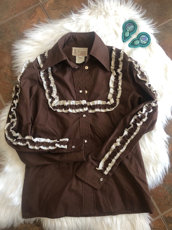 1970s Western Wear Prairie style blouse - Caravan
