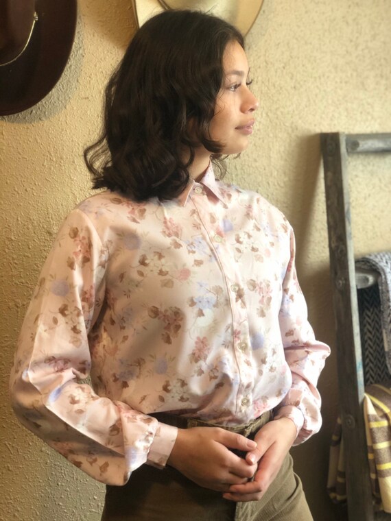 1970's Floral Button Up Blouse