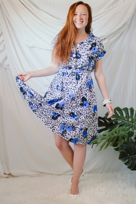 Vintage Floral House Dress - Vintage A-line Dress
