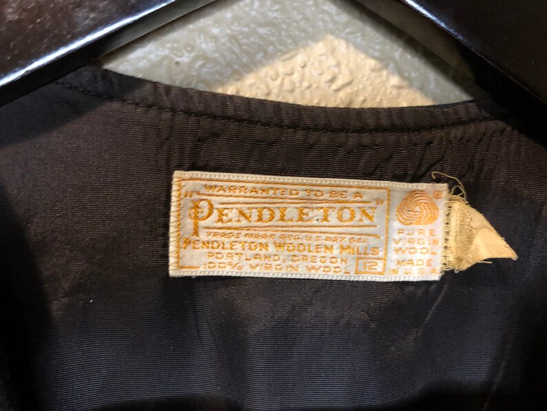 1950/'s Vintage Pendleton Black Wool Button Up Vest