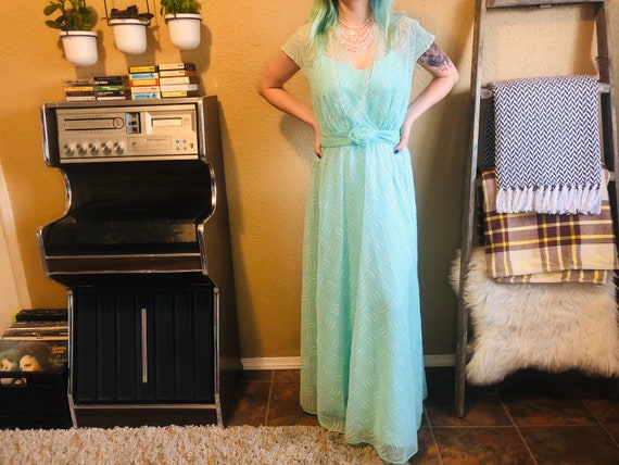 1960s Vintage Floral Evening Gown