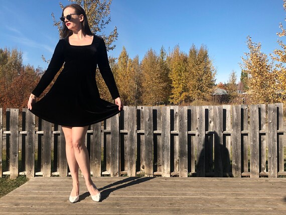 Vintage Velvet Dress by Algo - Velvet Skater Dress