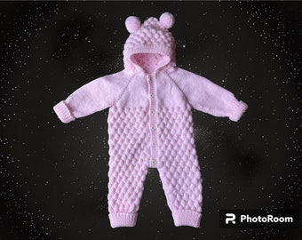 Knit Baby Bear Hooded Jumpsuit