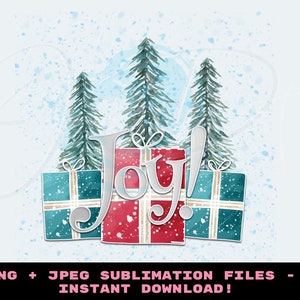 Christmas Joy Watercolor Sublimation Design, Christmas Trees PNG, Holiday Clipart, T-shirt designs, Christmas Sublimation, Vintage Christmas