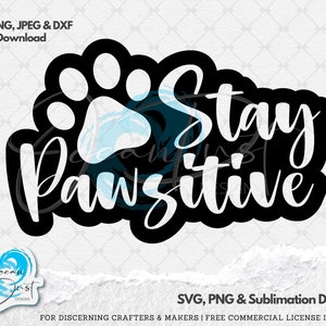 Stay Pawsitive SVG, PNG, Jpeg, Dxf, Dog Lover, Dog Mom Car Decal, T-Shirt svg, Sticker laptop, Tote Bag Design, Dog png, Dog Quotes, Fur mom