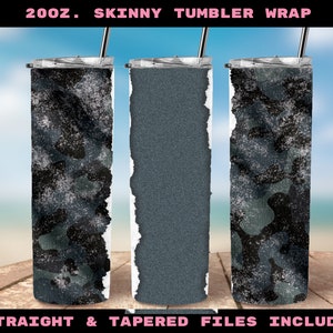 Camouflage Sublimation 20 oz. Skinny Tumbler Wrap - Add your own Name/Text to personalize! Hunting Sublimation PNG, Military Camo, Army PNG
