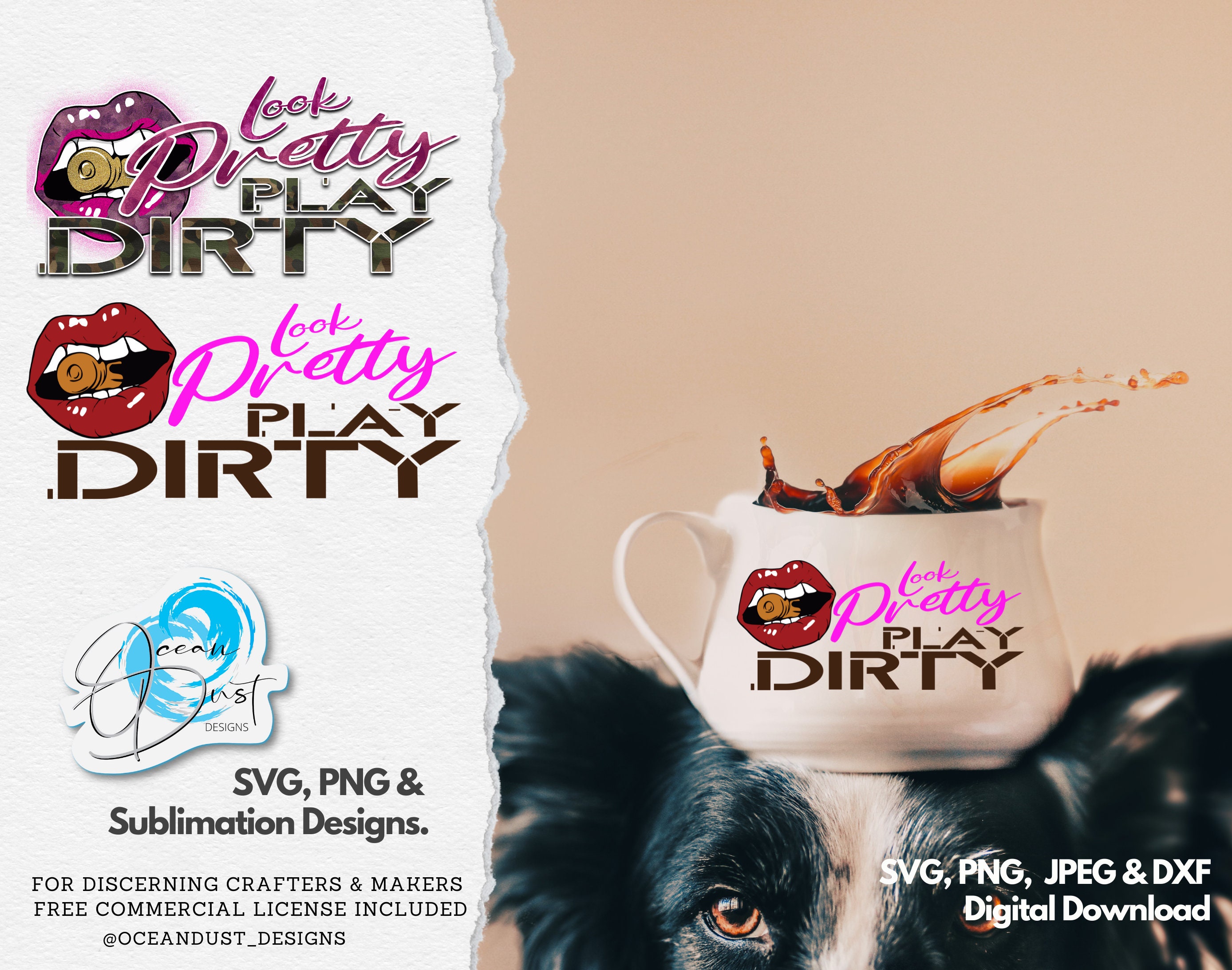 Look Pretty Play Dirty SVG Sublimation Design Hunting Girl | Etsy