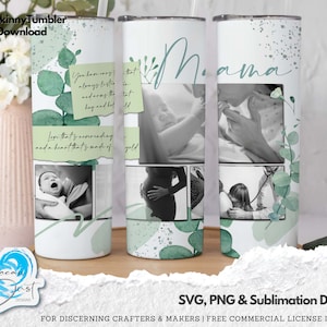 Mama Foto Tumbler Wrap, Foto Tumbler Designs, 20 Unzen Skinny Tumbler Vorlage, Bild Tumbler Designs, Muttertagsgeschenk für Mama, Floral