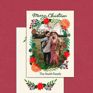 Spiced Holiday Photo Holiday Card, Photo Holiday Card Download, Christmas Photo Card, Christmas Card Template, Illustrated Template