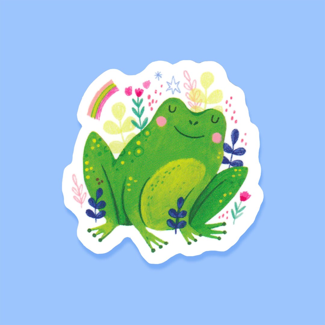 Frog Rainbow Die Cut Sticker 3x3 (cute, Cottagecore, Nature, Critters ...