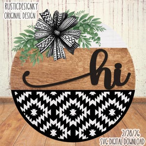 SVG/PNG- Hi with Aztec Pattern Design-Cricut|DigitalDownload|LaserSVG