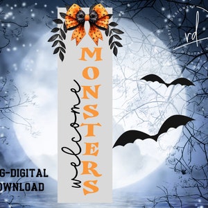 SVG/PNG - Diseño de porche de bienvenida de monstruos - Cricut/Descarga digital/Halloween