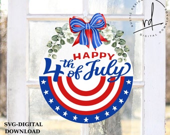 SVG/PNG- Happy 4th of July with Half Circle Stars and Stripes-Cricut|DigitalDownload|LayeringFile