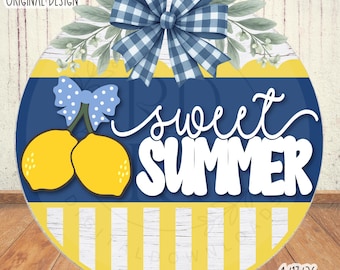 SVG/PNG - Dolce estate con motivo a limoni e strisce a strati - Cricut/Download digitale/LaserSVG