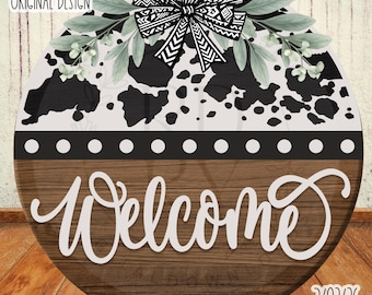 SVG/PNG-Benvenuto Cowprint Pattern-Cricut/DigitalDownload-LaserSVG
