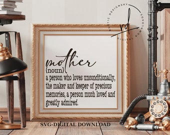 SVG/PNG - Definizione del nome "Madre" - Design - Cricut/Download digitale/Festa della mamma/Mamma