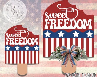 SVG/PNG - Design del ghiacciolo Sweet Freedom - Cricut/Download digitale/File pronto per il laser - File di stratificazione