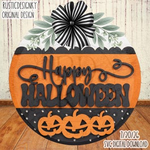 SVG/PNG-Happy Halloween with Jack O Lantern and Polka Dot Pattern Design-Cricut|DigitalDownload|LaserSVG-LayeringFile