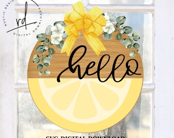 SVG/PNG- Hello with Half Lemon Design-LayeredFile-Cricut|DigitalDownload