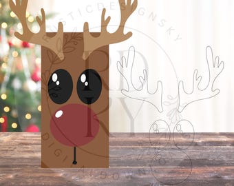 SVG only- Reindeer Nose, Eyes and Antlers Layered File and Laser Ready File-Cricut|DigitalDownload