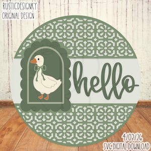 SVG/PNG - Design per appendiabiti da porta con motivo "Hello Vintage Goose" e piastrelle boho - Cricut/Download digitale - LaserSVG