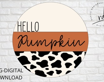 File SVG/PNG - Stampa Hello Pumpkin Cow/Cricut/Download digitale/Appendiabiti