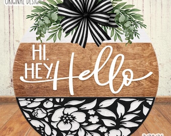 SVG/PNG - Ciao.Ehi.Ciao con motivo floreale - Cricut/DigitalDownload/LayeredFile - LaserSVG