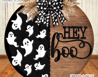 SVG/PNG- Hey Boo with Ghost Pattern and Scallop Design-LayeringFile|Cricut|DigitalDownload-LaserSVG