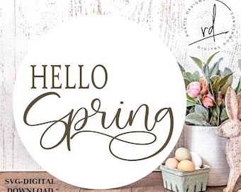 SVG/PNG- Hello Spring Design-Cricut|DigitalDownload