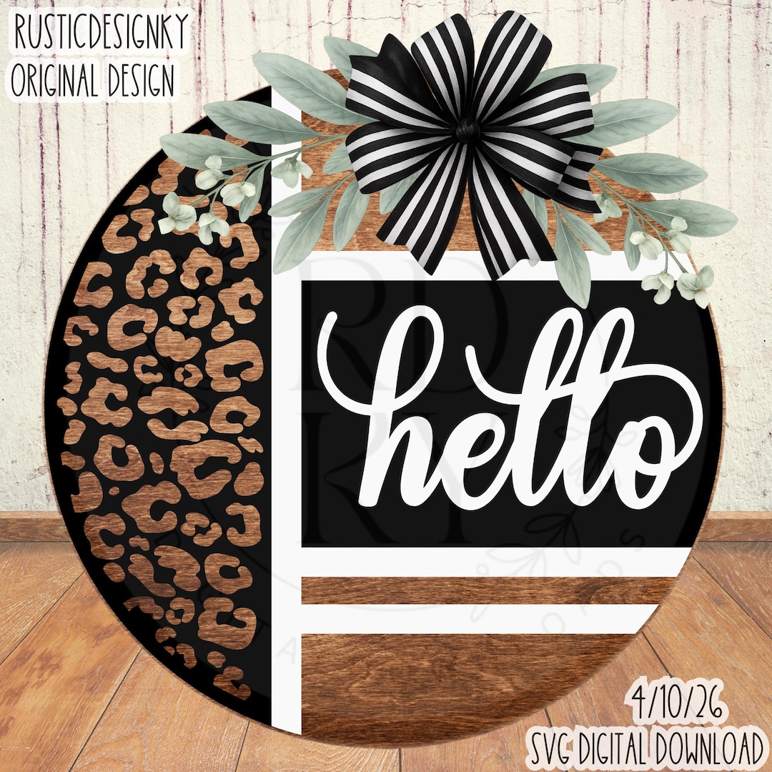 SVG/PNG- Hello Cheetah Print Line Design-cricut|digitaldownload ...