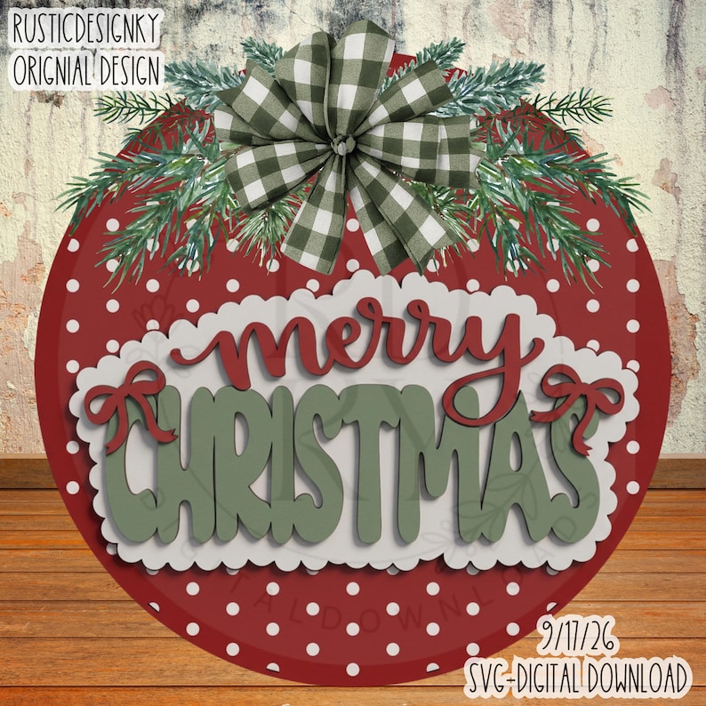 SVG/PNG – Fröhliche Weihnachten mit Schleifen und Punktmuster – Cricut | Digitaler Download – LaserSVG
