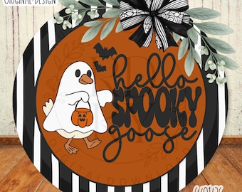 SVG/PNG-Hello Spooky Goose with Layered Ghost Goose-Cricut|DigitalDownload-LaserSVG