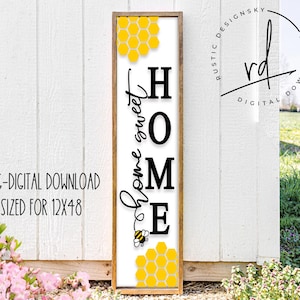 SVG/PNG-Home Sweet Home Bee, HoneyComb Porch Leaner Design-Cricut|DigitalDownload|Spring|BeeThemed