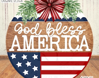 SVG/PNG - Dio benedica l'America con un motivo ispirato alla bandiera americana - Cricut/Download digitale/LaserSVG