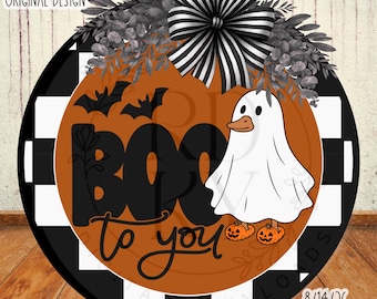 SVG/PNG-Boo To You with Layered Ghost Goose with Checkered Pattern-Cricut|DigitalDownload-LaserSVG